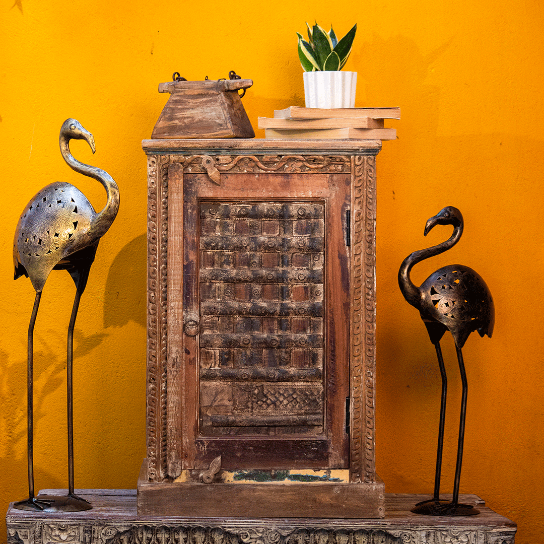 Reclaimed Wood Rustic Bed Side Cabinet